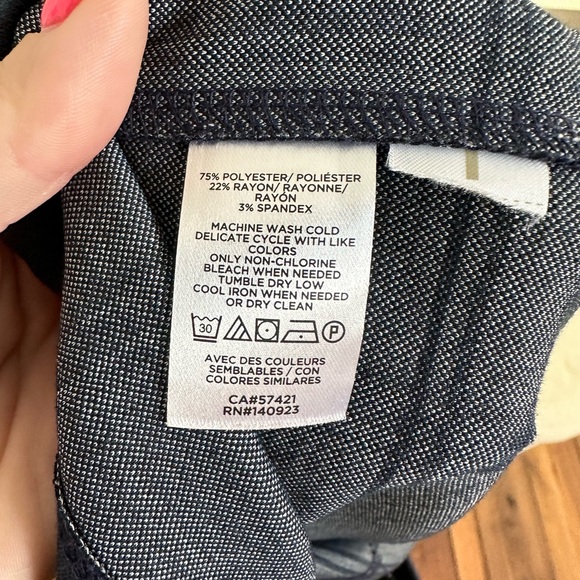 Ann Taylor LOFT Windowpane Funnel Neck Navy White Tunic Dress Sz: XS - Picture 9 of 11